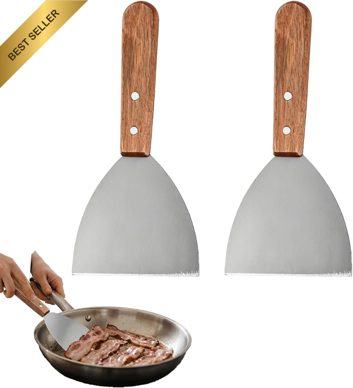 2 Pcs Grill Scraper Tools, Multipurpose Flat Top Teppanyaki Spatulas with Bevele