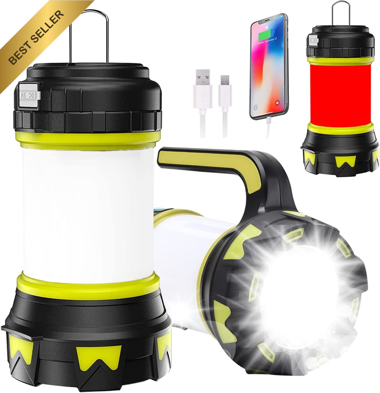 Camping Lantern, Outdoor Led Camping Lantern, Rechargeable Flashlights with 1000