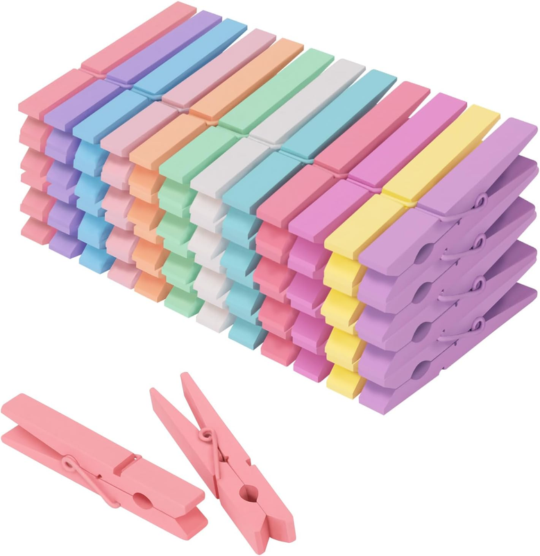 Colored Clothes Pins 12 Color, Colorful Clothespins Wooden Clips for Photos Pict