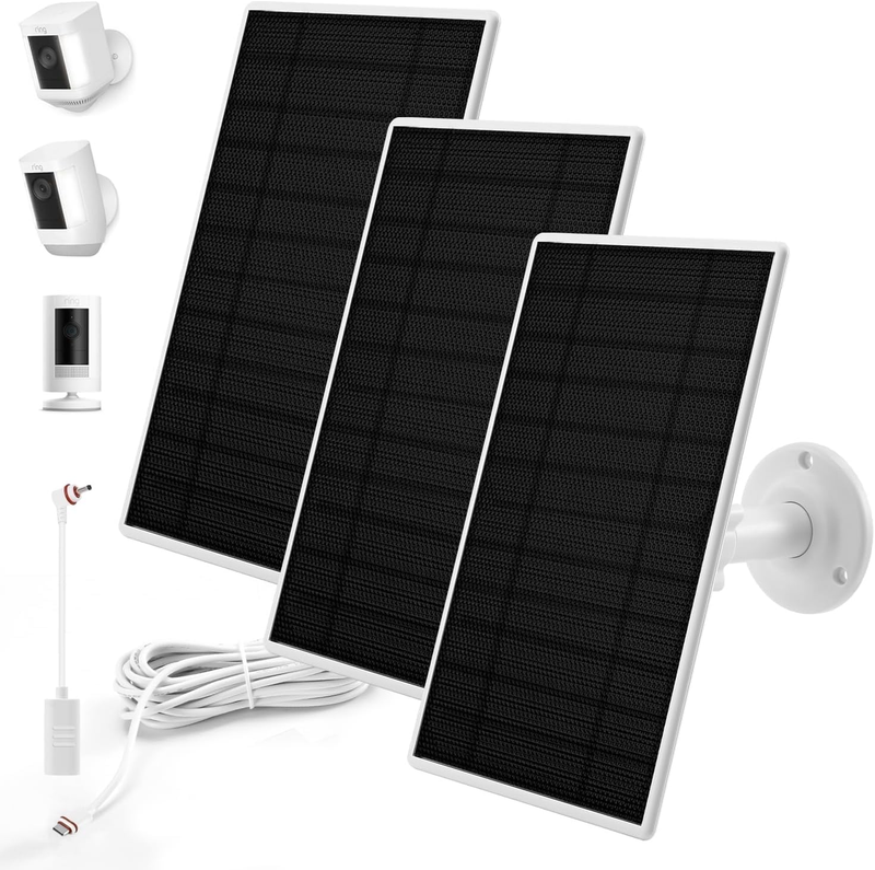 3 Pack Solar Panel Charger for Ring Security Camera, Compati
