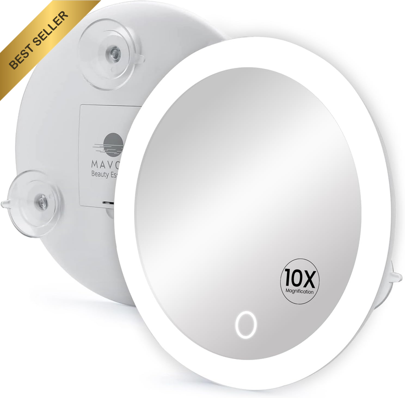 17Cm LED Magnifying Mirror with 3 Strong Suction Cups | 10X Magnification | Port