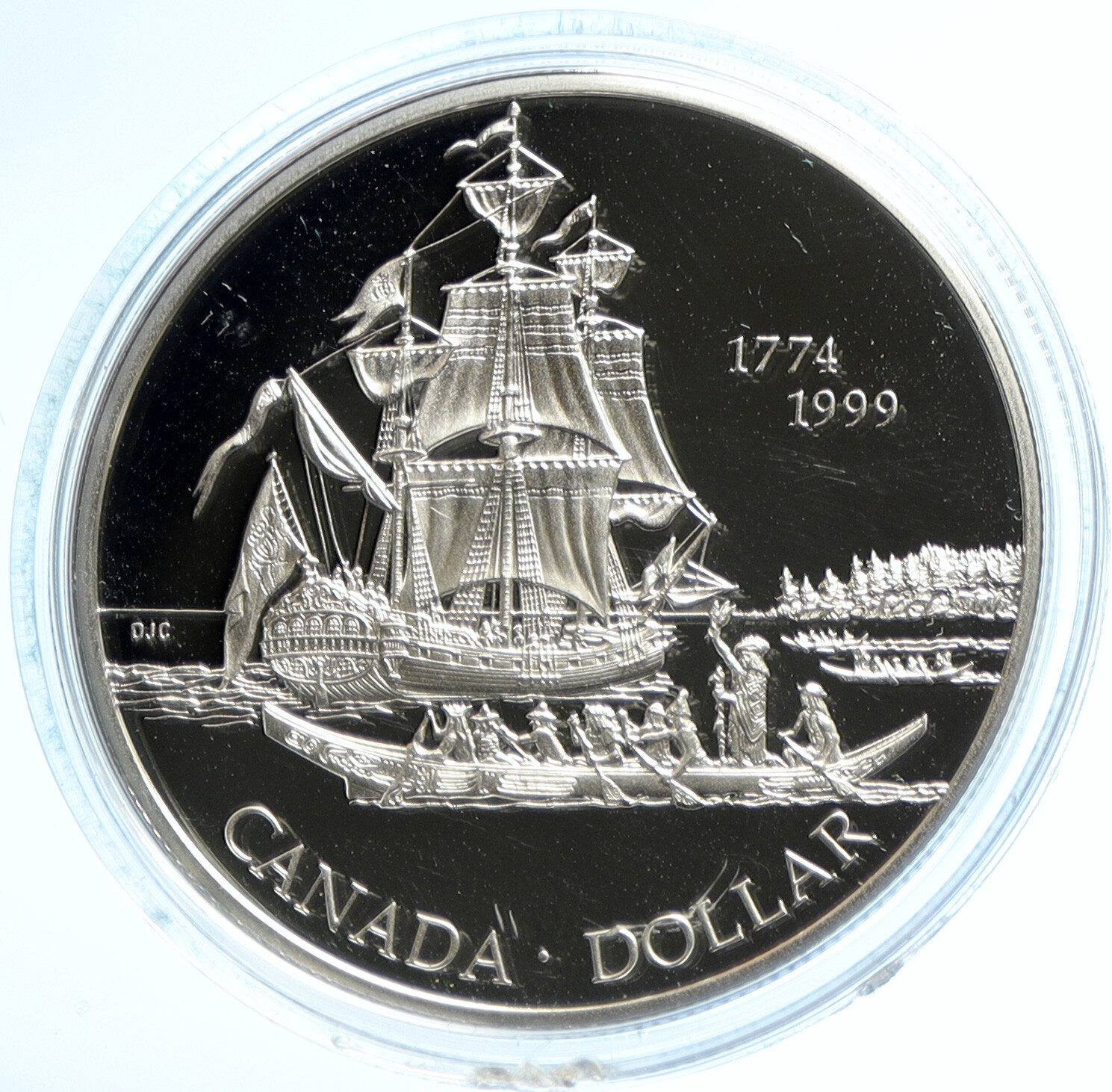 1999 CANADA Elizabeth II JUAN PEREZ EXPEDITION Proof SILVER Dollar