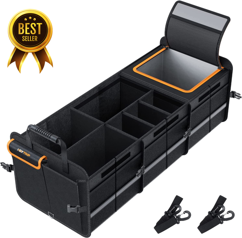 Large Trunk Organizer with Built-In Leakproof Cooler Bag, Black