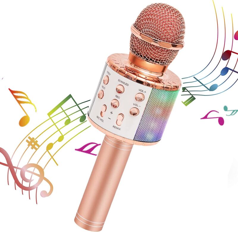 Karaoke Microphone for Kids, Wireless Bluetooth Karaoke Microphone for Singing