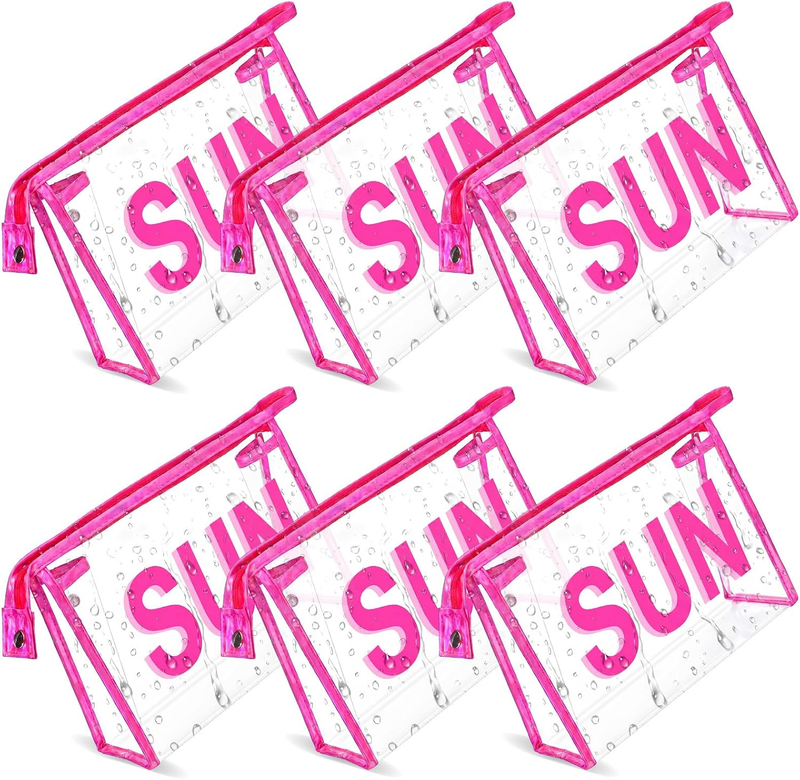 Meanplan 6 Pieces Clear Sunscreen Bag Waterproof Makeup Toiletry Pouch 10.2'' X