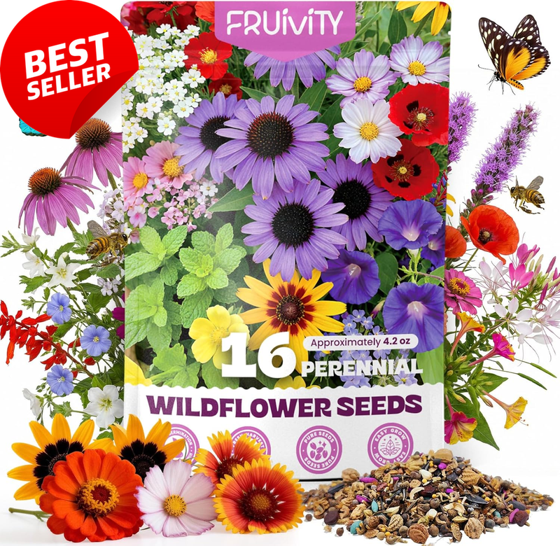 200000+ Wildflower Seeds Mix 16 Varieties Pollinator Garden 4oz Bulk