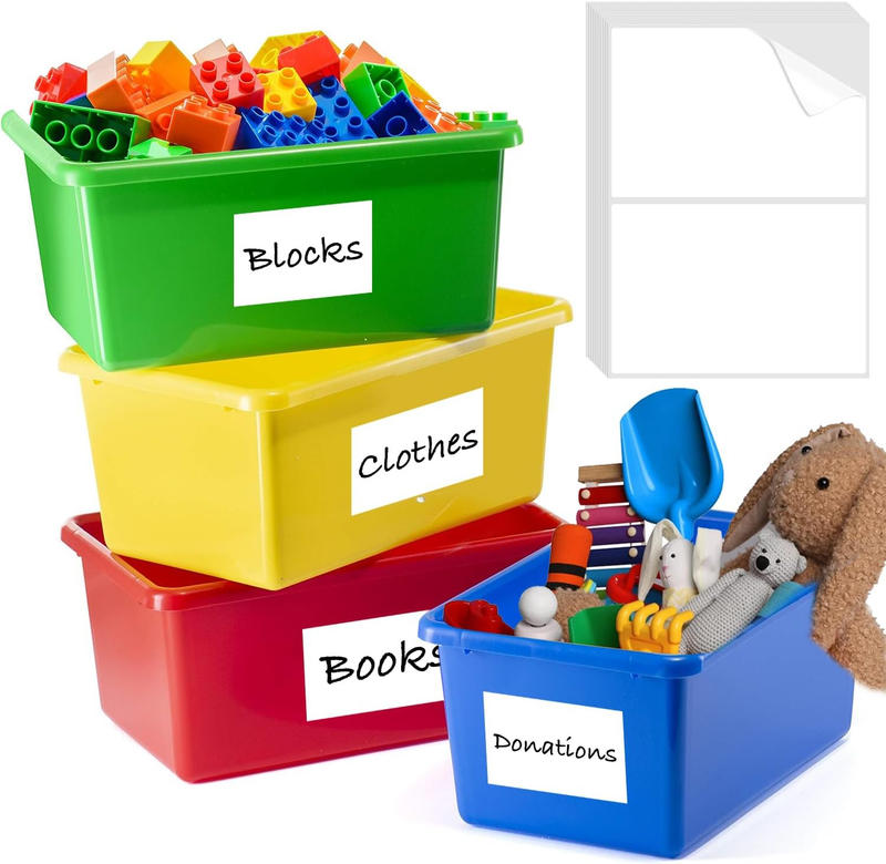 150 Pcs Labels for Storage Bins, 6 X 4 Inch Removable Tear Resistant No Residue