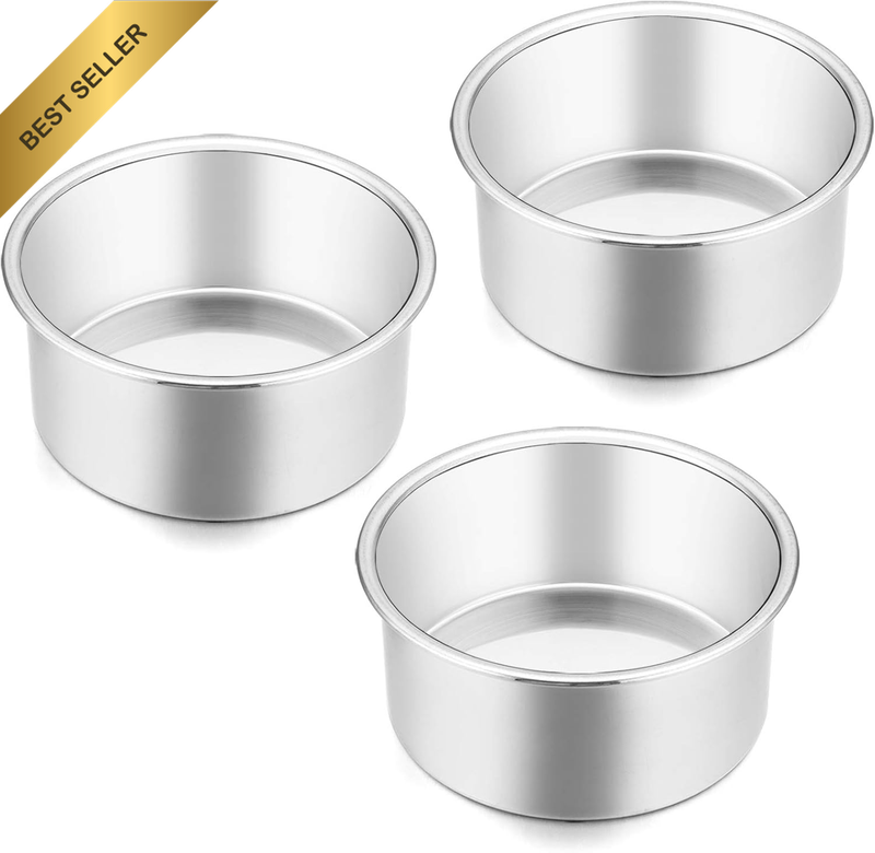 4 Inch Cake Pan Set of 3,  Stainless Steel Mini round Smash Cake Baking Pans, No