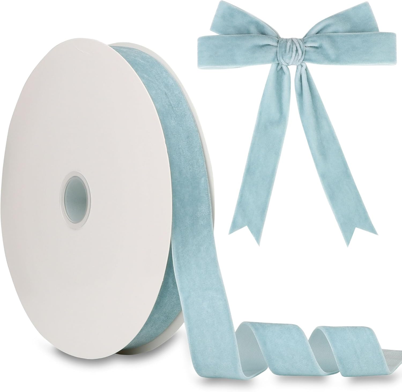 1 Inch (25Mm) Velvet Ribbon 30 Yards  Single Side Flocked Christmas Ribbon Roll