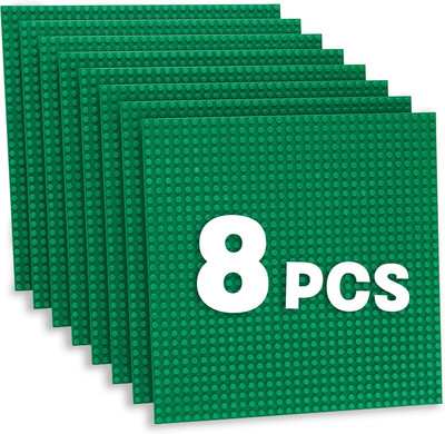 Pack of 8 Classic Baseplates Building Base Plates- 10 X 10 in Building Mat Bric