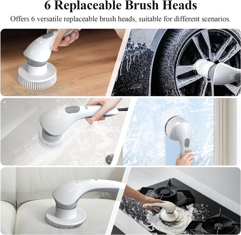 Electric Spin Scrubber Bathroom Shower Cleaner Power Scrubber with 2 Speeds and