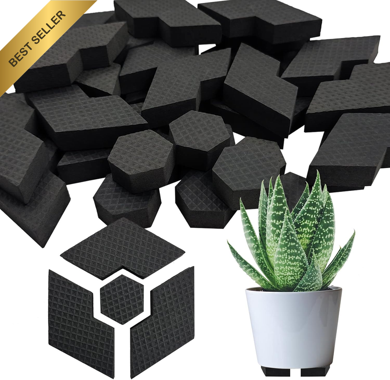SNAILGARDEN 40Pc Invisible Pot Feet, Composable Hexagon Flower Pot Risers for Mu