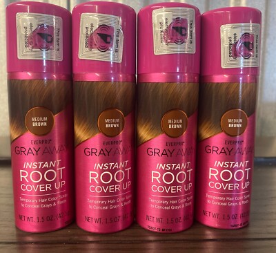 4x Gray Away Instant Root Cover Up Spray Medium Brown 6 Oz (4 X 1.5 Oz Each)