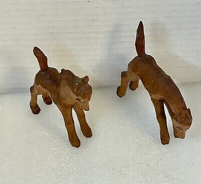 Horse Donkey Animals Small Carved Wood Look Wild Toy Figurines Set of 2