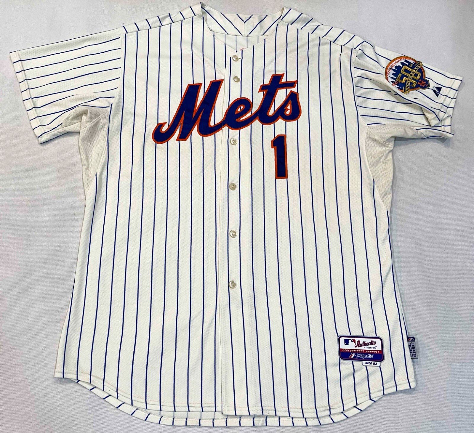 Majestic Authentic 50th MLB New York Mets #1 Baseball Jersey