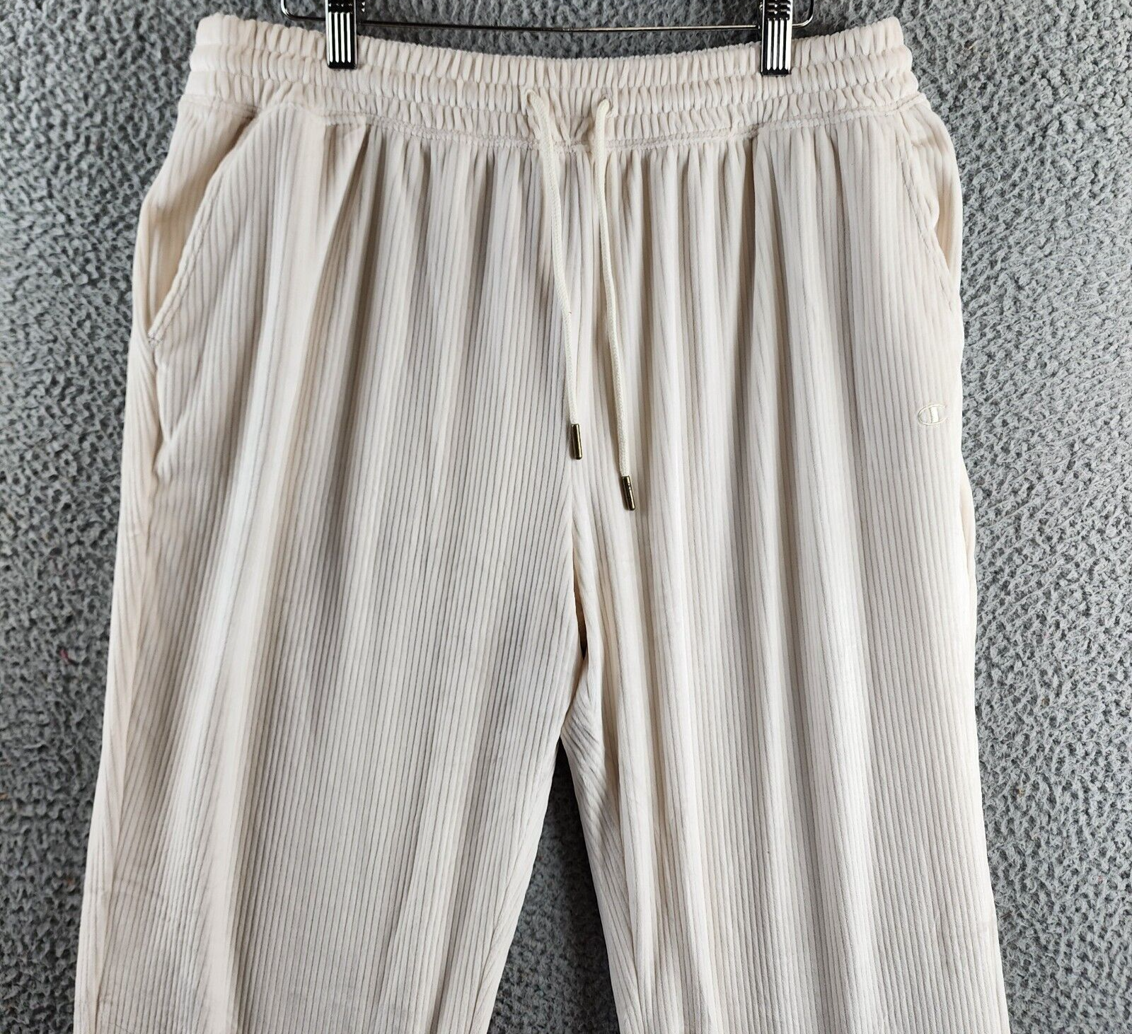 Champion Soft Touch Cord Drawstring-Waist Pants Women's L Natural Side Pockets - Picture 4 of 16