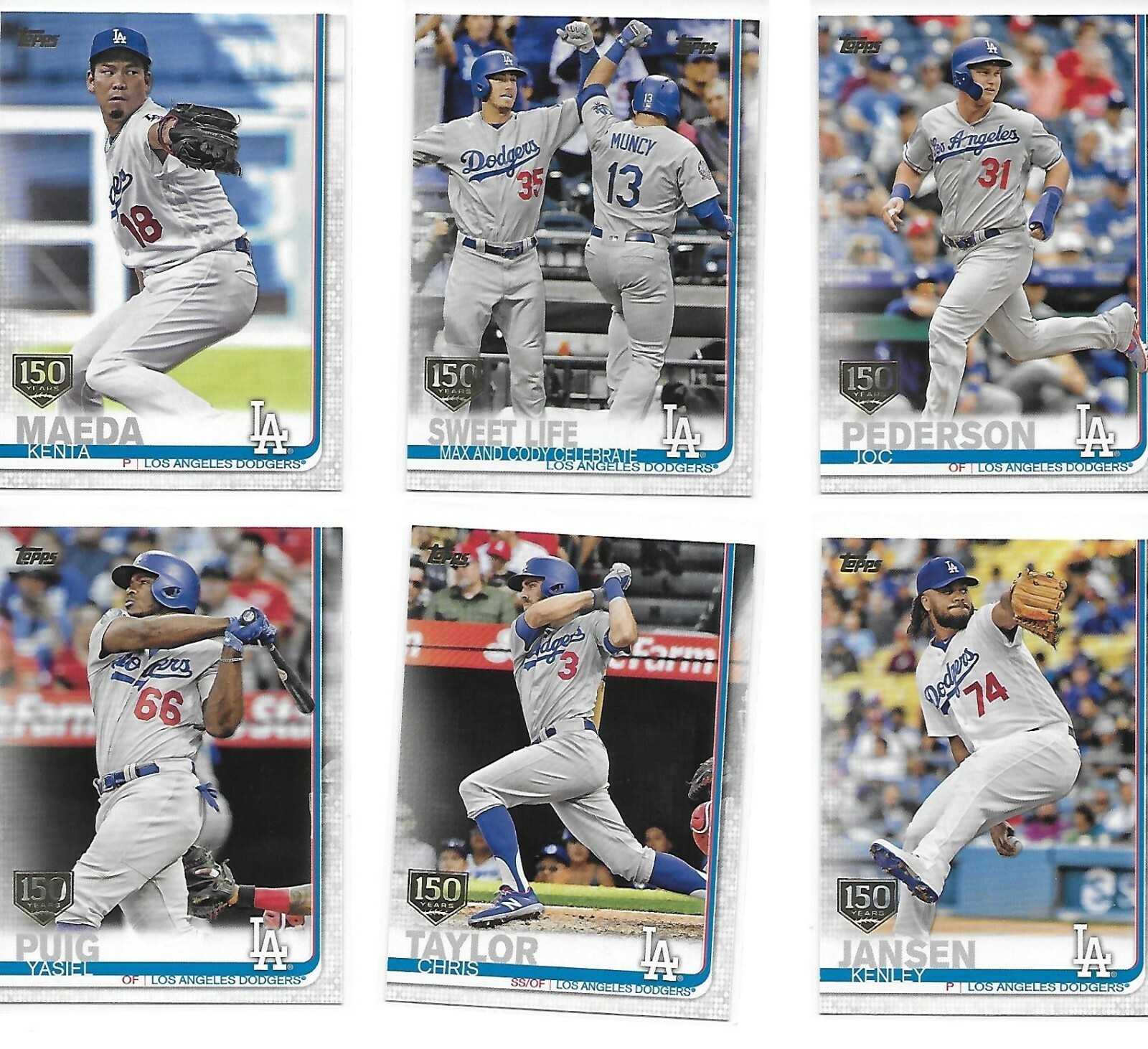 2019 Topps Baseball 150th Anniversary 15 Cards Lot Dodgers