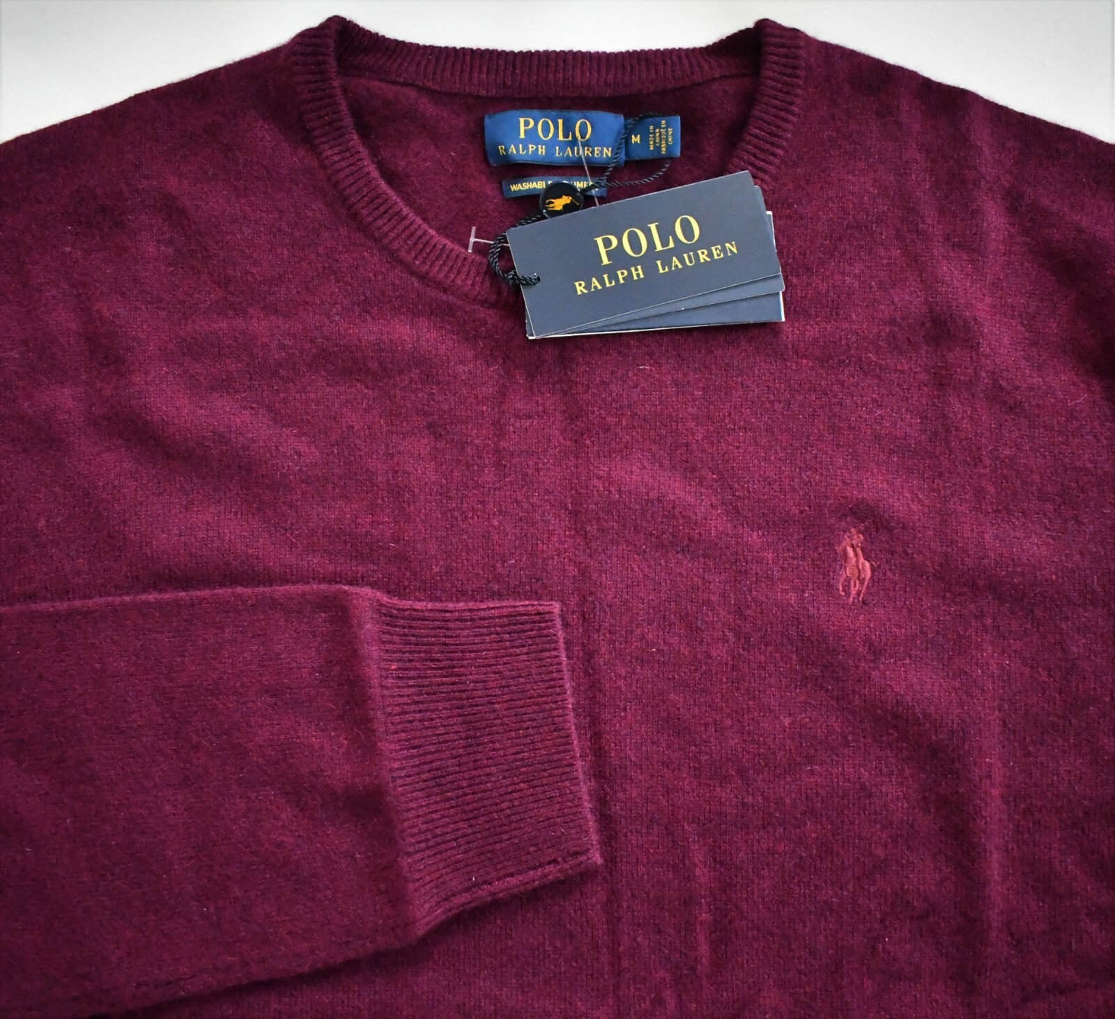 New POLO RALPH LAUREN Burgundy 100% CASHMERE Knit Crewneck