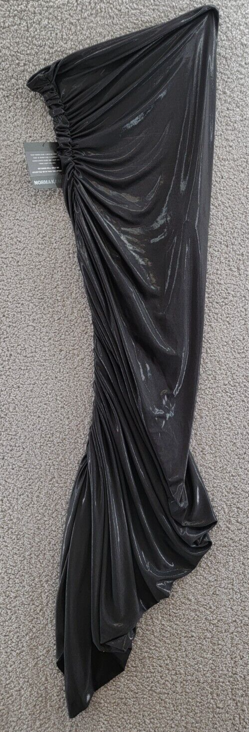 Norma Kamali Strapless Diana One-Shoulder Gown Women's M/38 Black Lined Pullover - Picture 9 of 15