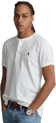 Polo Ralph Lauren Мужская рубашка-поло из джерси Henley, белый, Средний размер