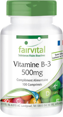 Vitamine B3 Nicotinamide 500mg - 100 Comprimés Vegans - Qualité Fairvital