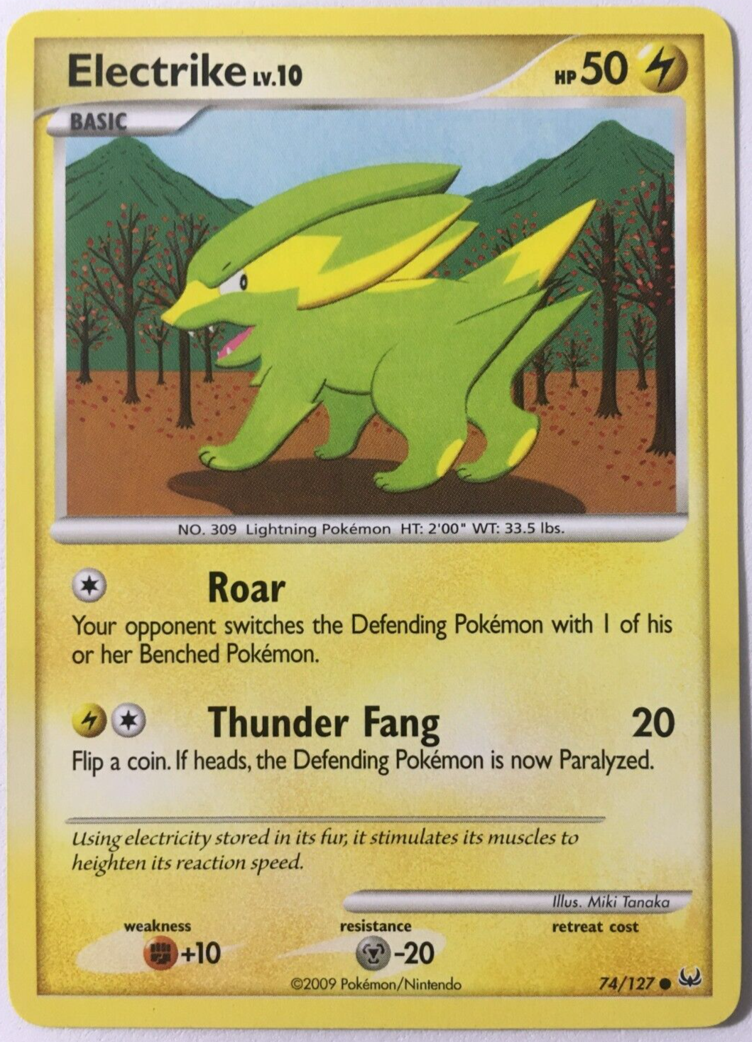 POKEMON ELECTRIKE LV.10 74/127 PLATINUM BASE SET COMMON NEAR MINT