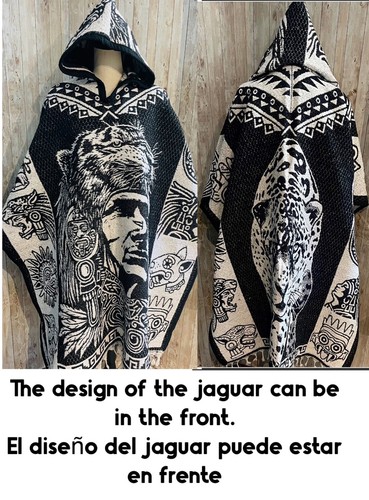 デッドストック AMERICAN RETRO「AZTEC PONCHO 」　  *クリックポスト配送対象商品 Mexican Double Sided PONCHO Aztec & Jaguar Poncho Mexicano