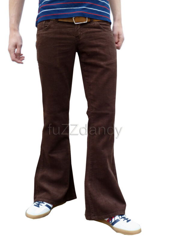 NEW cords FLARES Brown mens bell bottoms hippy vtg indie trousers 30 32 34 36 38