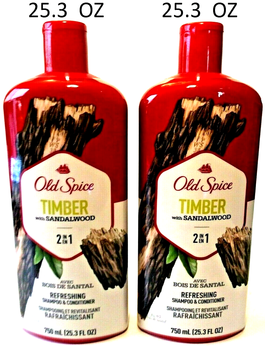 (2) Old Spice TIMBER - Sandalwood 2in1 Shampoo & Conditioner