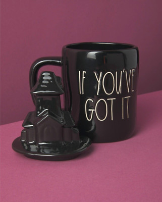 RAE DUNN IF YOU VE GOT IT HAUNT IT HALLOWEEN MUG WITH HOUSE TOPPER NEW