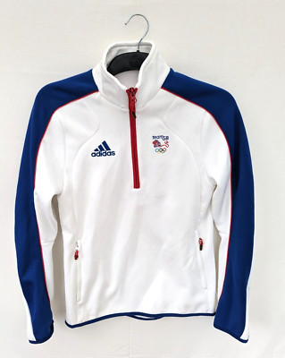Adidas Sweatshirt Womens 8 White 1/2 Zip England Team GB Beijing 2008 Olympics