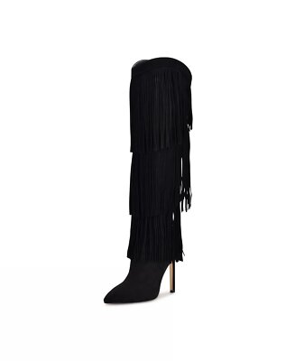 [Smooth mood] / ☆ Holmes Fringe Knee Boots / Black Holmes Fringe Knee Boots Black - Smooth Mood