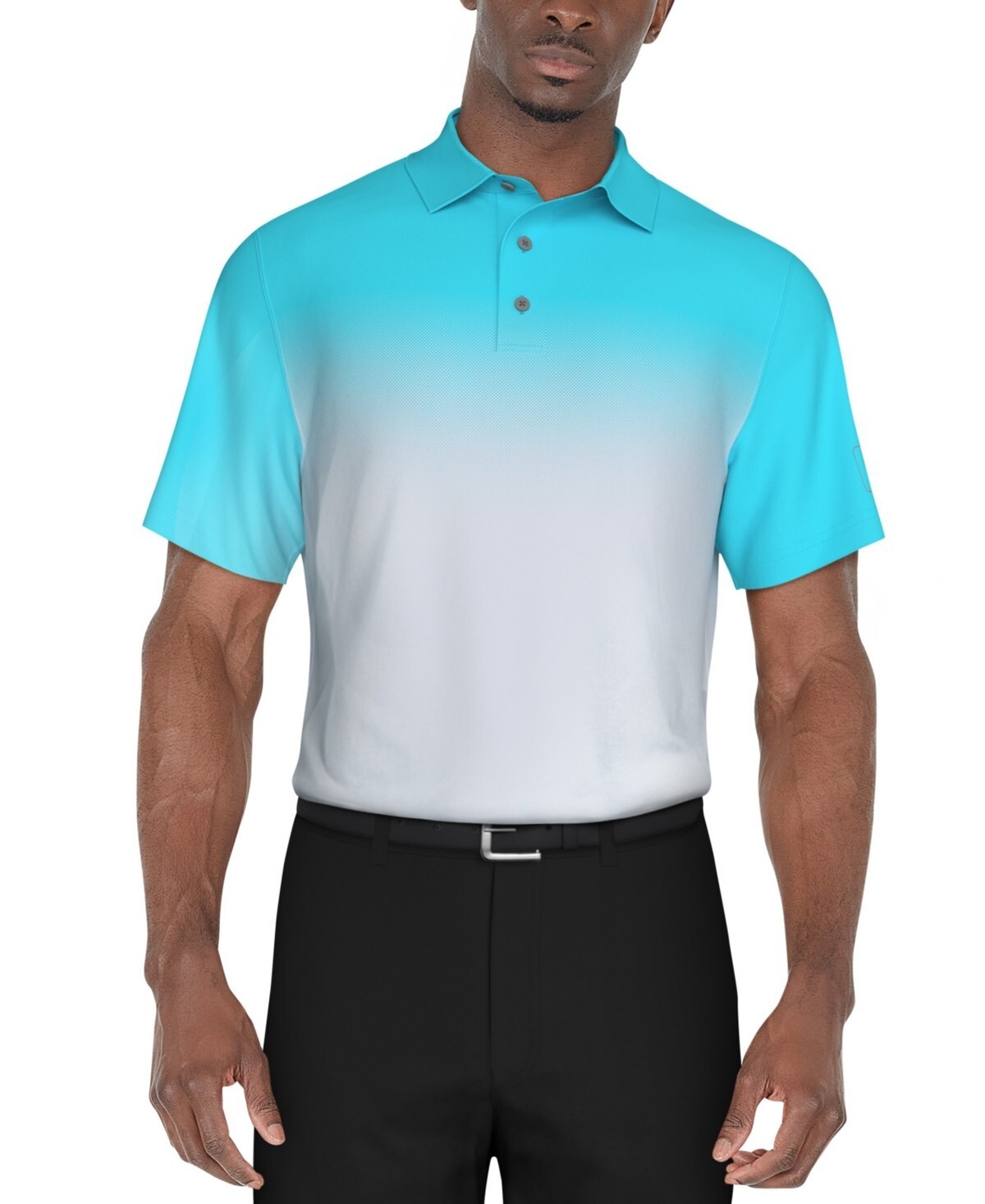 Pga Tour Classic-Fit Performance Ombre Golf Polo Shirt Men's M Blue Curacao - Picture 1 of 15