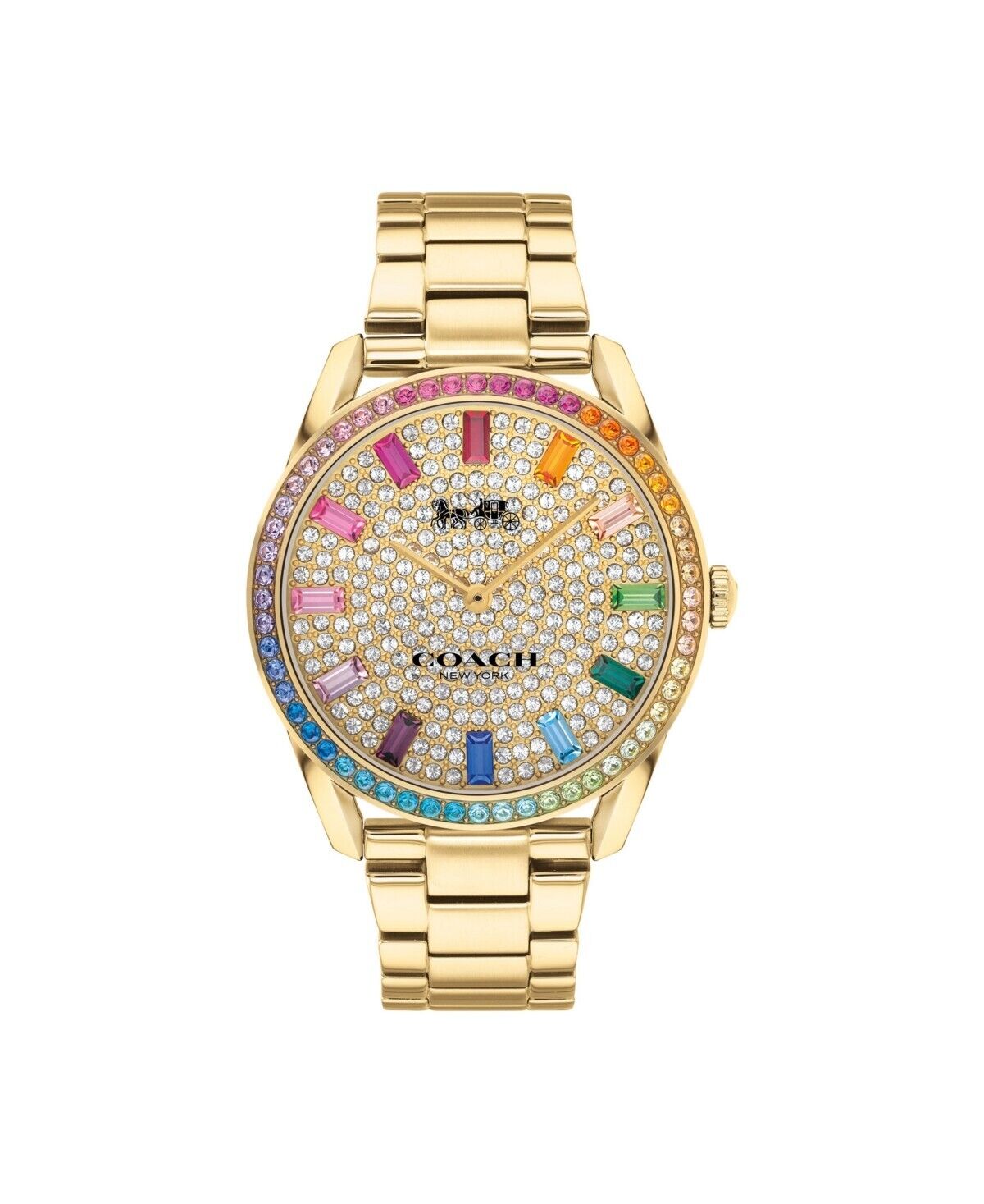 Coach 14503657 Prestone Crystal Pave Dial Rainbow Bezel Gold Coach 14503657 Prestone Crystal Pave Dial Rainbow Bezel Gold