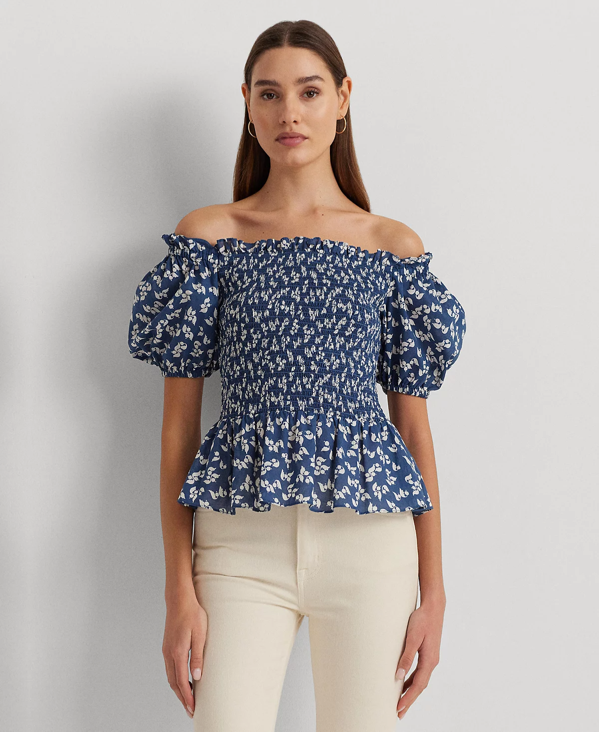 ラルフ・ローレン Lauren Ralph Lauren Eyelet Cotton Voile Peplum Blouse レディース シャツ トッ Eyelet Cotton Voile Peplum Blouse for Women | Ralph Lauren® JO