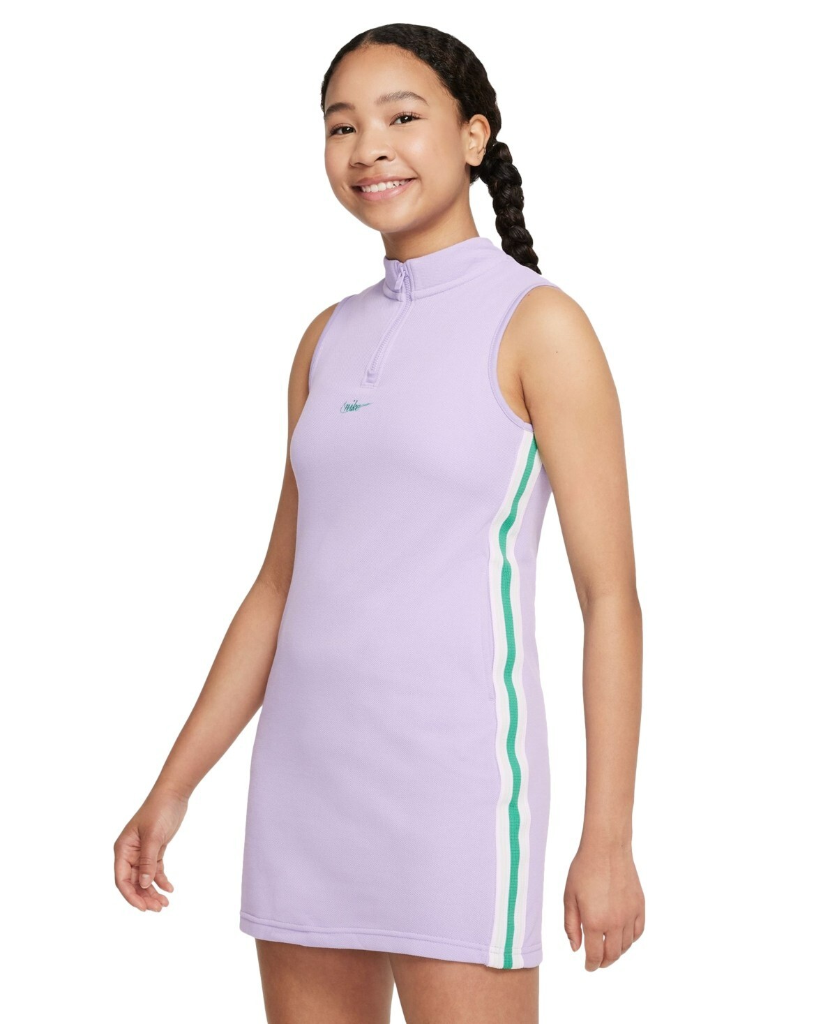 Nike Sportswear Mock-Neck Sleeveless Dress Big Girls L Light Purple Quarter Zip - Picture 1 of 15
