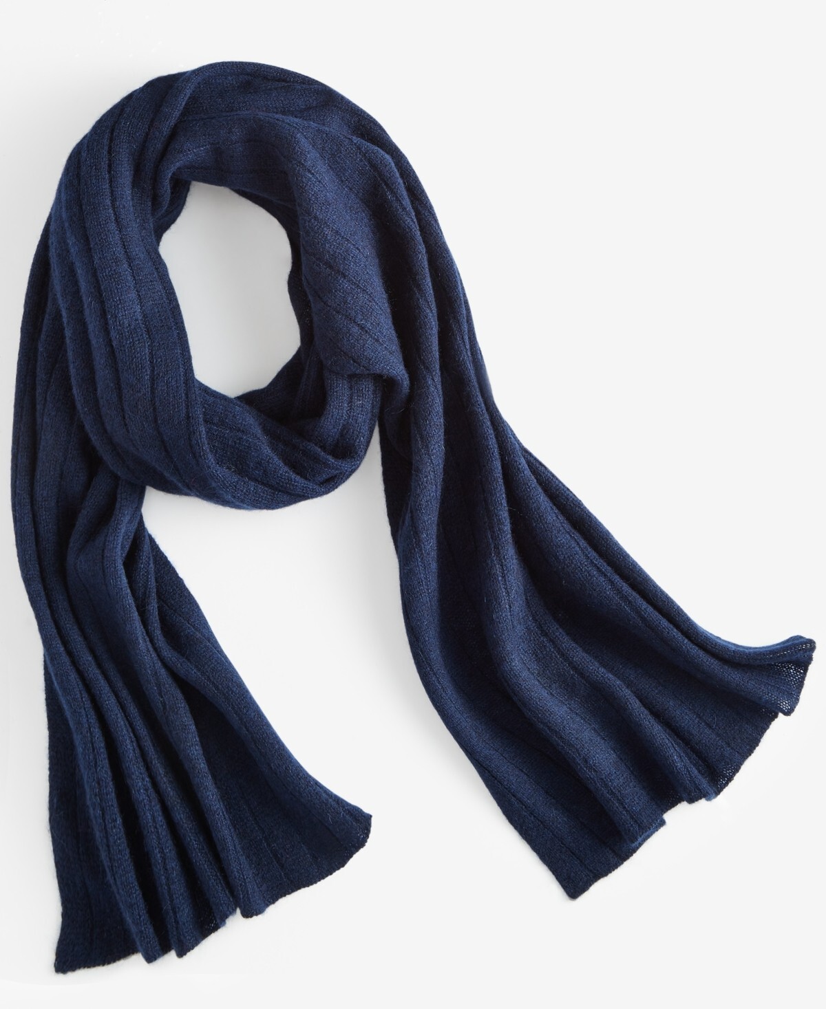 Charter Club Ribbed 100% Cashmere Scarf Women's One Size Navy - Picture 1 of 13