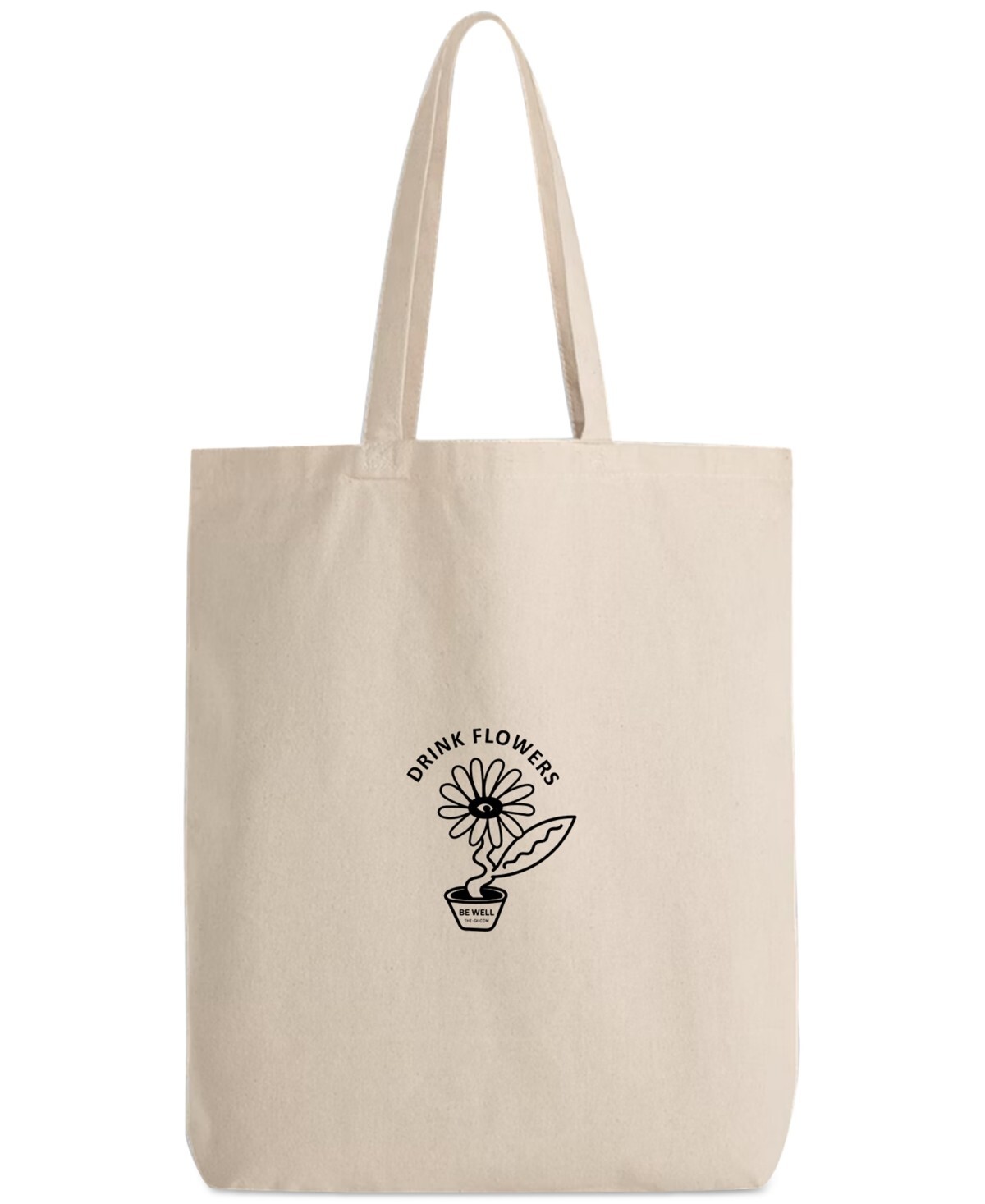 The Qi Cotton Canvas Joyful Life Graphic Tote Bag – Beige