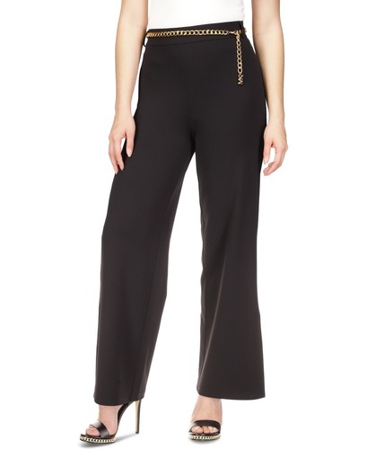 Michael Kors Petite Chain-Belt High-Rise Slit-Cuff Pants