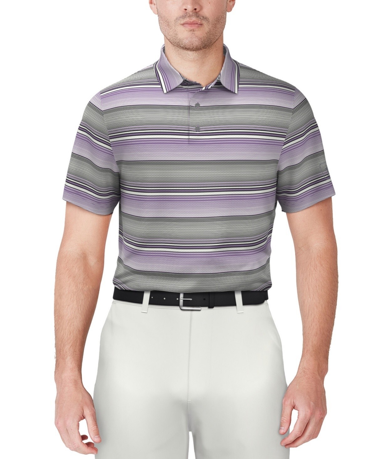 Pga Tour Linear Energy Textured Performance Golf Polo Shirt Men's S Iron Gate - Picture 1 of 16