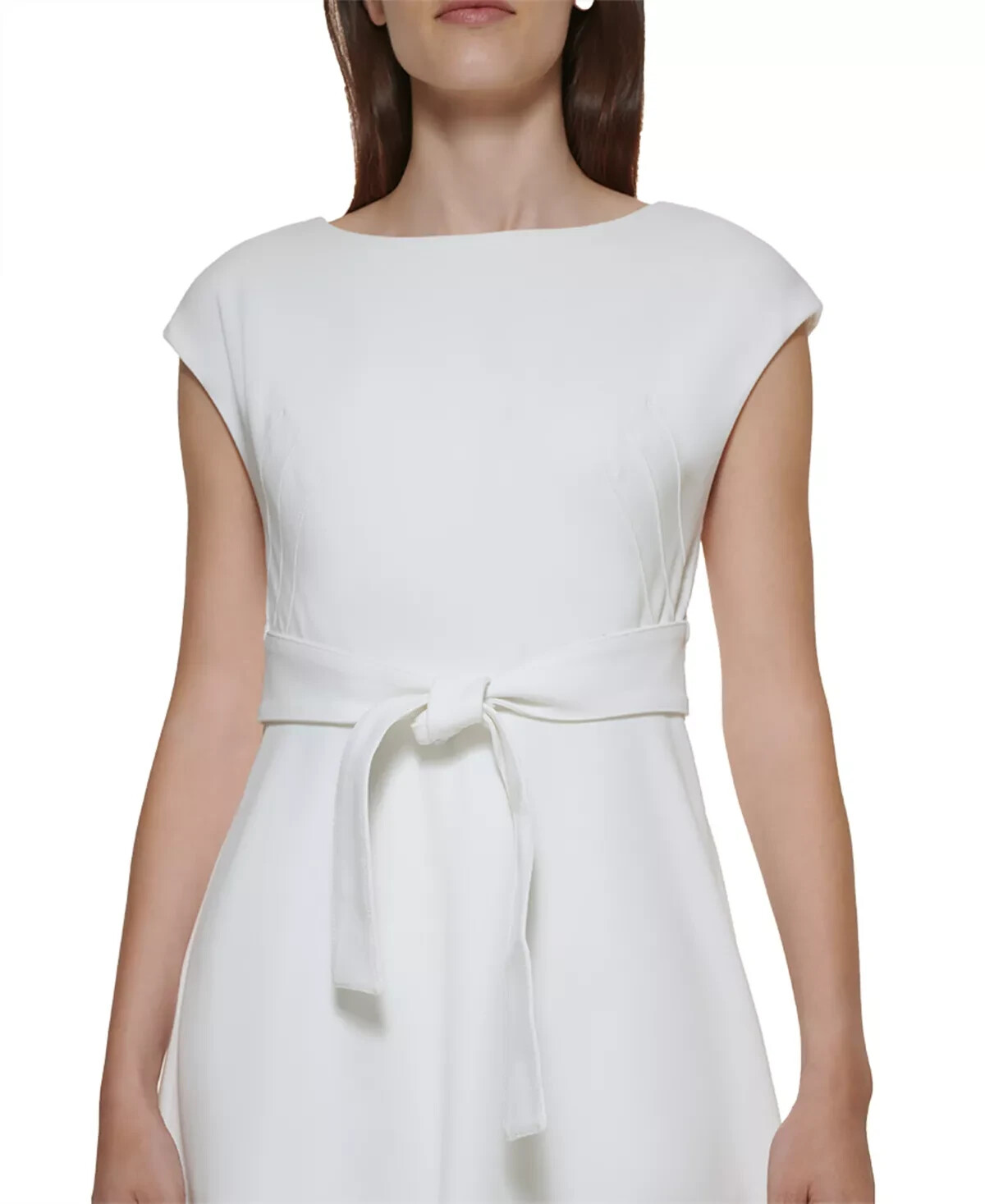 

Креповое платье миди с расклешенным поясом и поясом Calvin Klein NWT CREAM, размер, Цвет слоновой кости