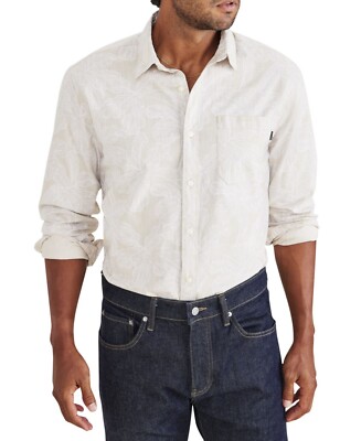 Dockers Supreme Flex Regular Fit Long Sleeve Button Down Shirt Beige Large