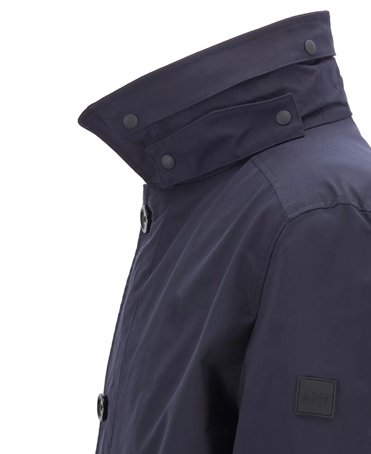 Pre-owned Hugo Boss Men's Lightweight Lined Water Wind Resistant Hidden Hood Trench Coat In Blue