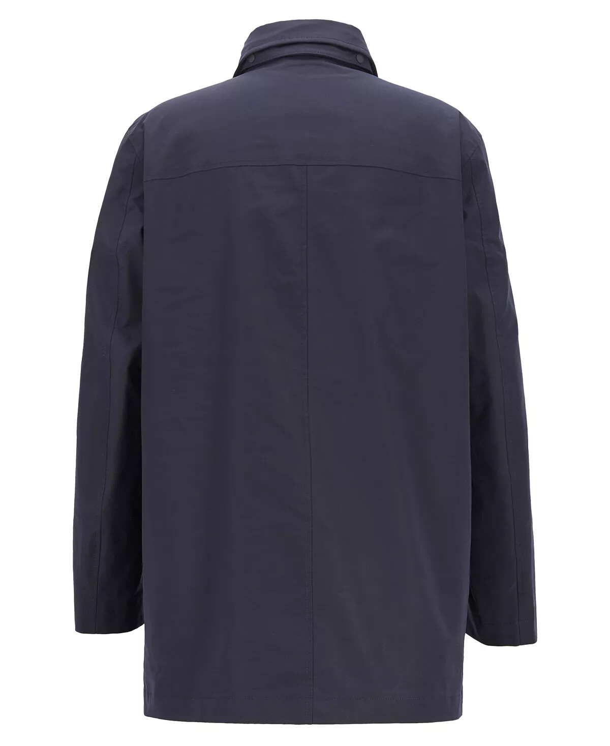 Pre-owned Hugo Boss Men's Lightweight Lined Water Wind Resistant Hidden Hood Trench Coat In Blue