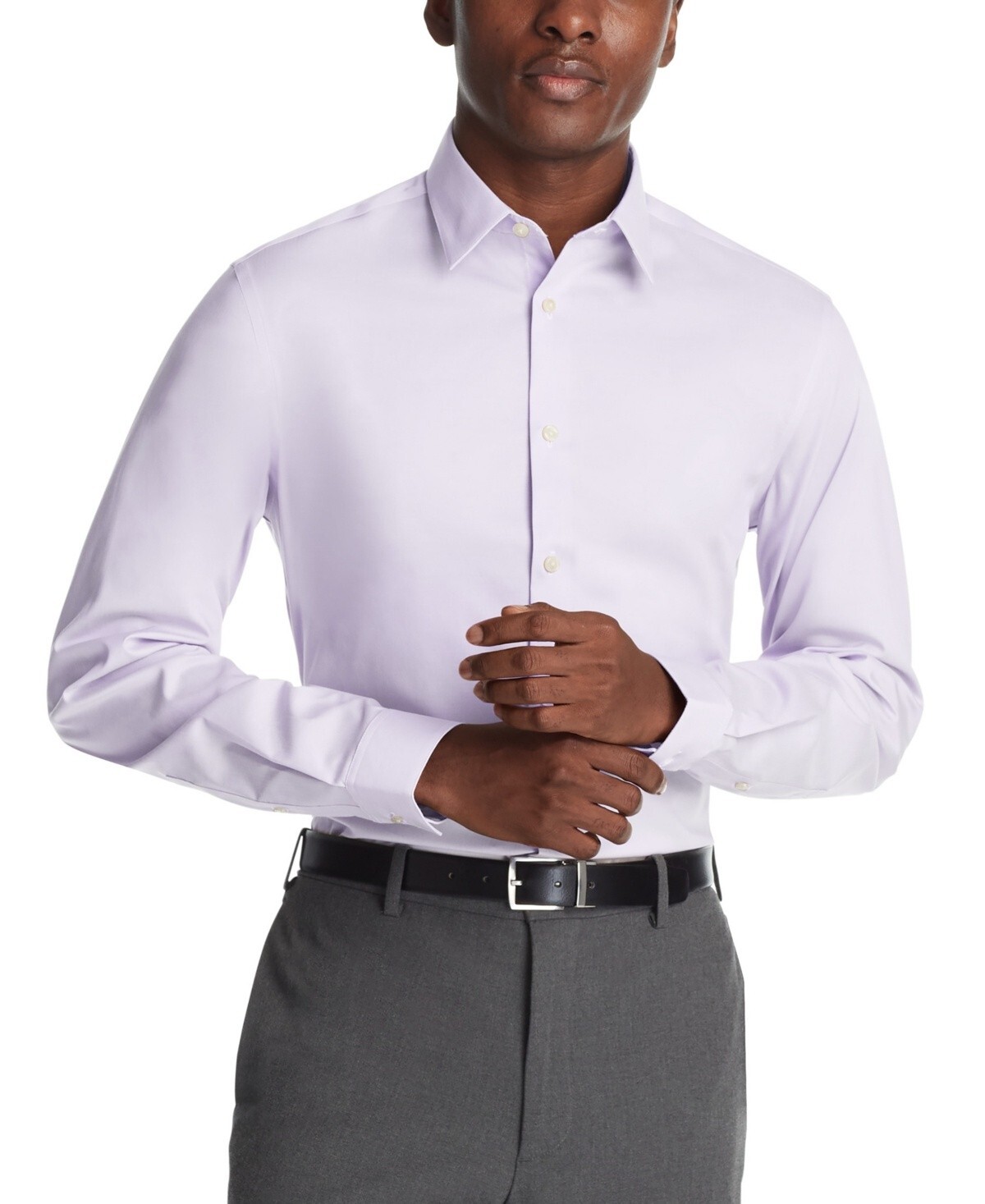 Calvin Klein Steel + Slim Fit Modern Pin Cord Dress Shirt Men's 14.5 32/33 Lilac - Picture 1 of 18