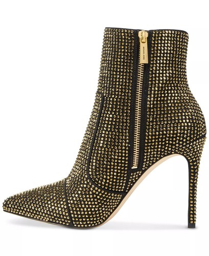 Pre-owned Michael Kors Woman's Boots Michael  Rue Stiletto Bootie Sizes 9 & 10 Availabl In Black/gold