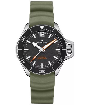 Hamilton Khaki Navy Frogman Automatic Green Rubber Strap Men's Watch H77455331