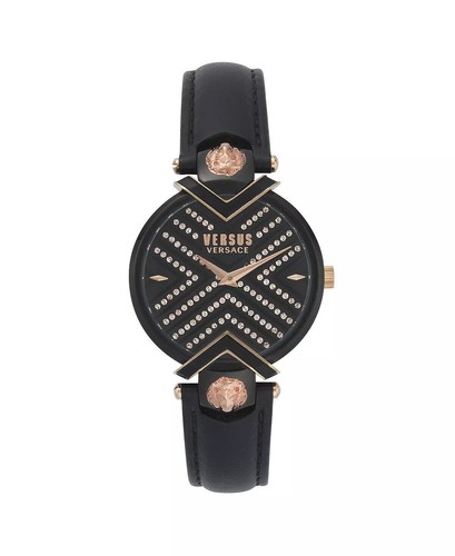 Pre-owned Versace Versus  Womens Mabillon Two-tone Black Leather Strap Watch, 36mm $280