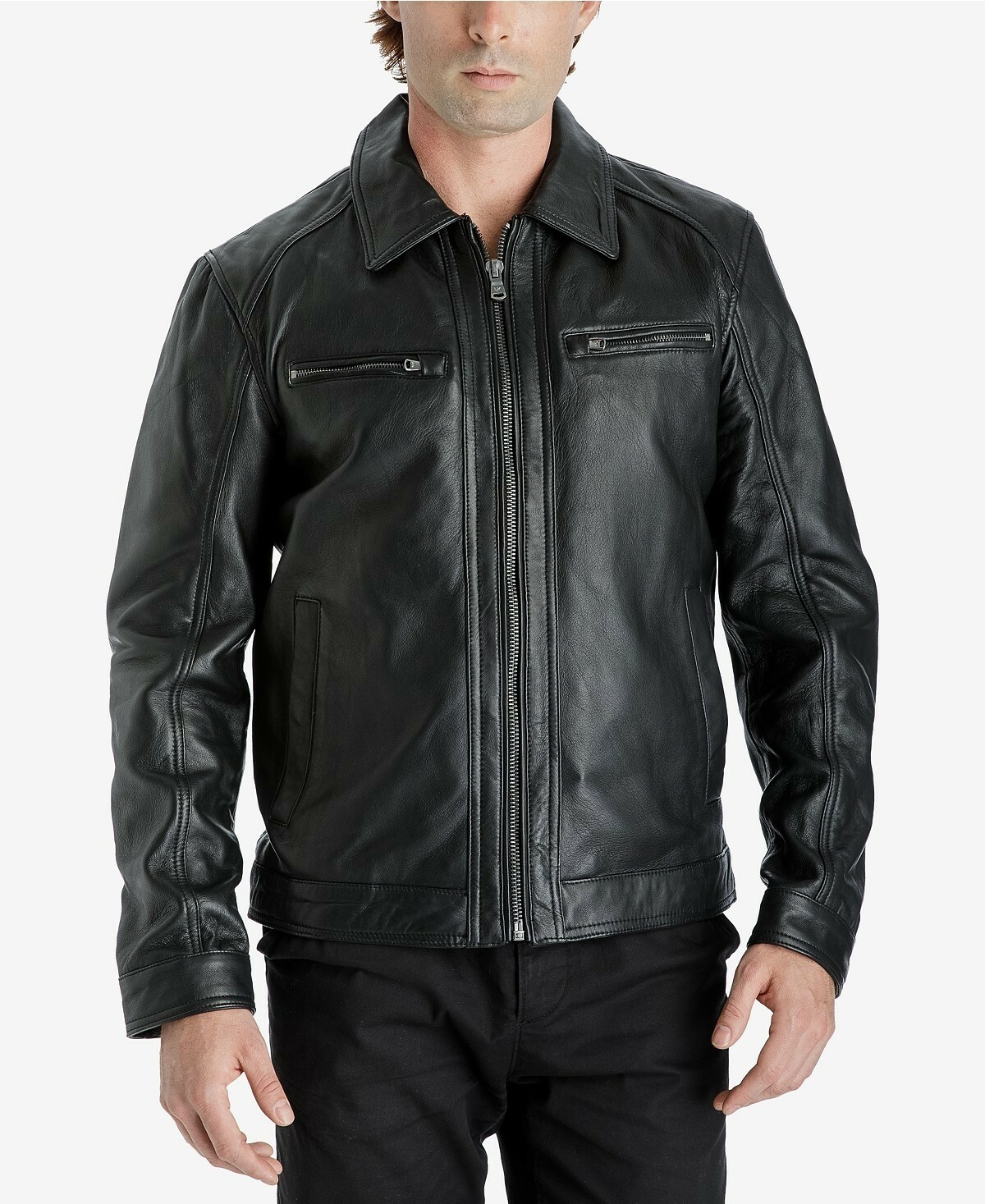 MICHAEL Michael Kors Black Leather Bomber Jacket sz M Men's