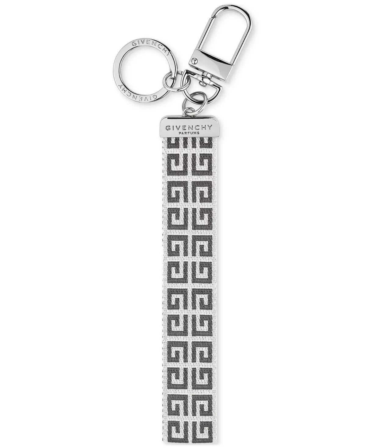 Givenchy 4G Unisex Silver Key Ring Key Chain Holder Jacquard Givenchy 4G Unisex Silver Key Ring Key Chain Holder Jacquard